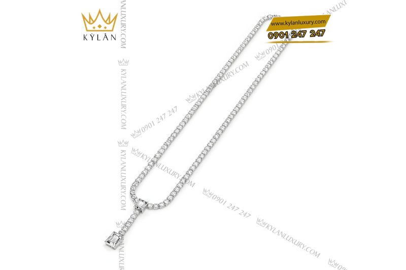 Dây chuyền vàng trắng Au750 đính full kim cương