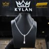Dây chuyền vàng trắng Au750 đính full kim cương