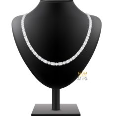 Dây chuyền vàng trắng Au750 đính kim cương