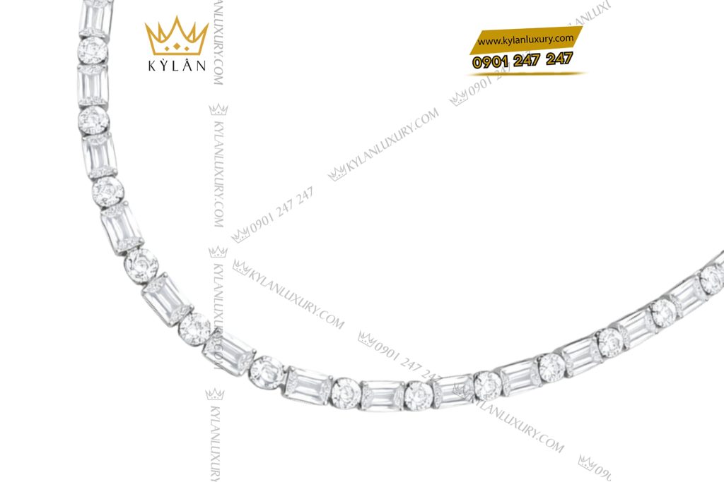 Dây chuyền vàng trắng Au750 đính kim cương