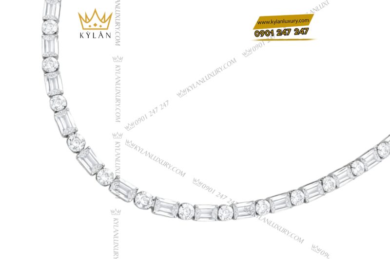 Dây chuyền vàng trắng Au750 đính kim cương