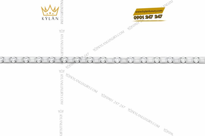 Dây chuyền vàng trắng Au750 đính kim cương