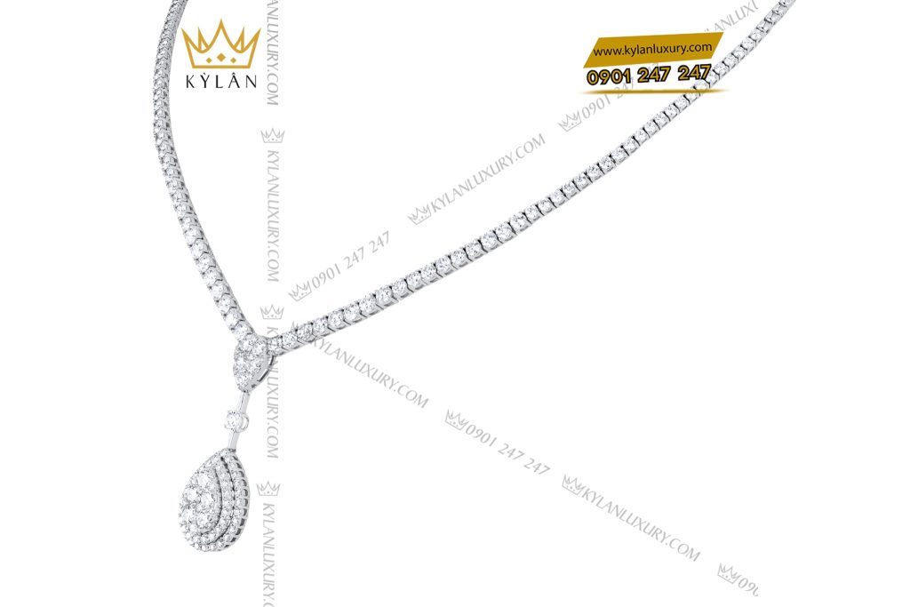Kỳ Lân Luxury Day chuyen vang trang Au750 dinh kim cuong 6 1 Dây chuyền vàng trắng Au750 đính kim cương