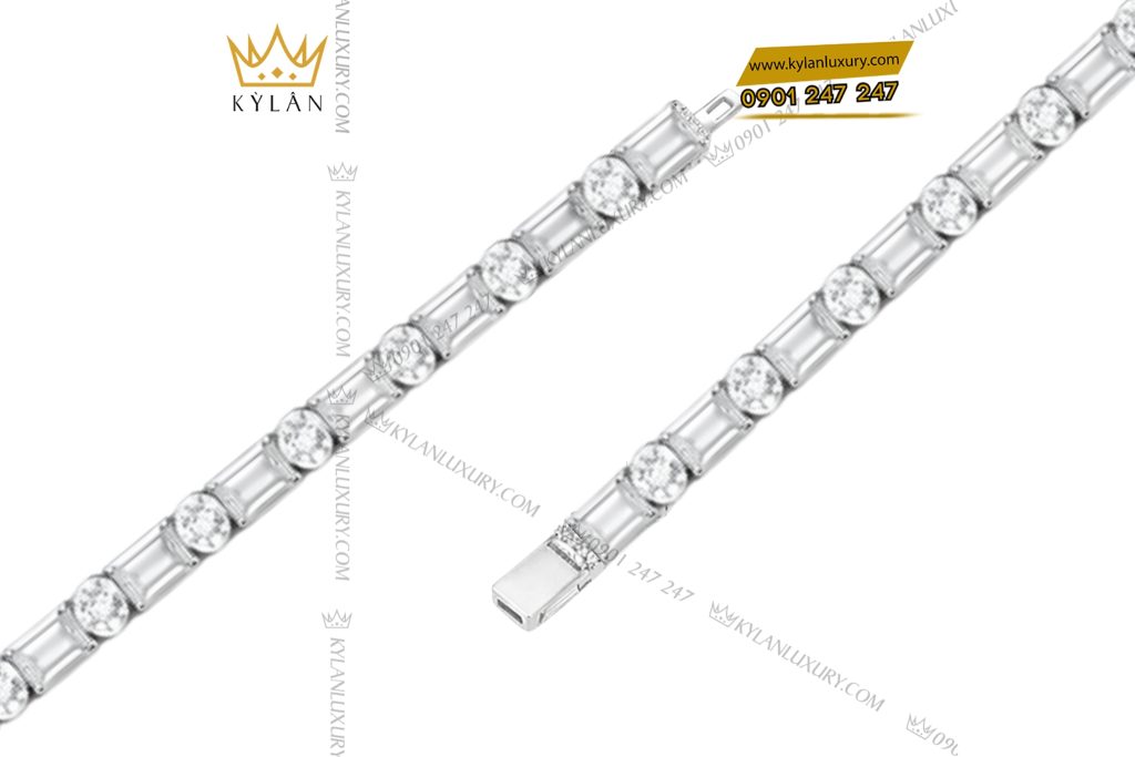 Dây chuyền vàng trắng Au750 đính kim cương