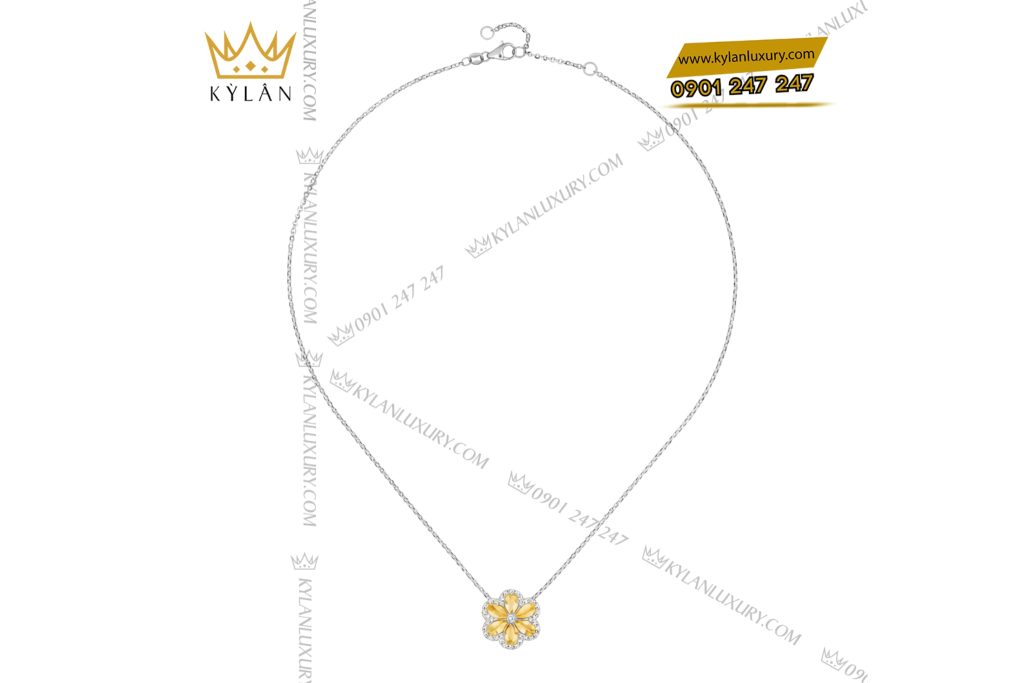 Kỳ Lân Luxury Day chuyen vang trang Au750 dinh kim cuong va da quy vang 5 Dây chuyền vàng trắng Au750 đính kim cương và đá quý vàng