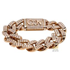 Lắc tay CN vàng hồng Au750 đính kim cương