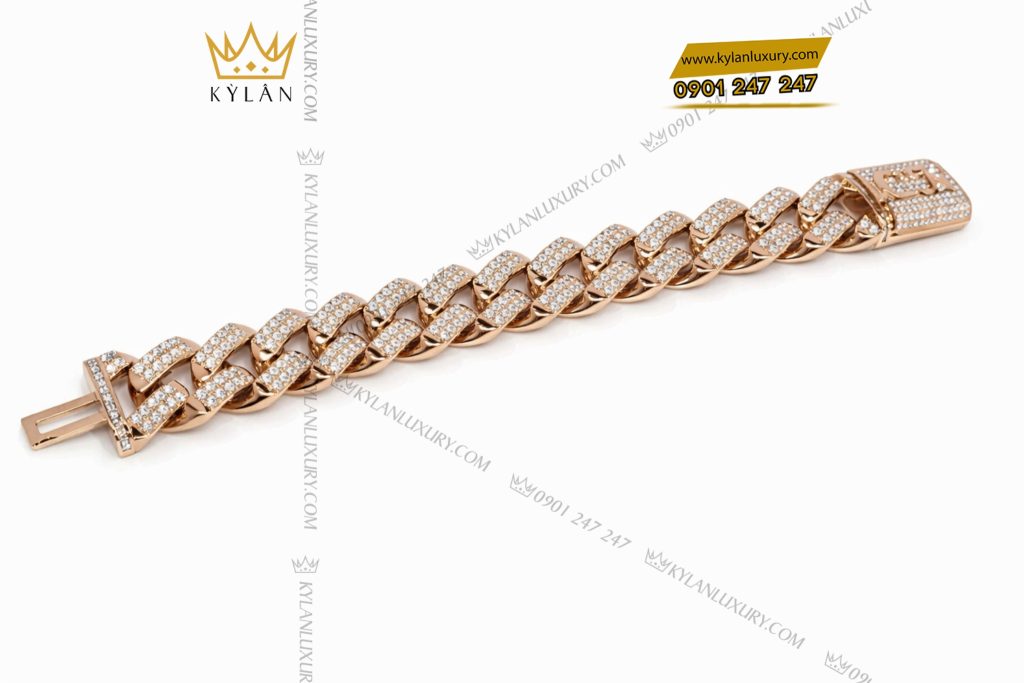 Lắc tay CN vàng hồng Au750 đính kim cương