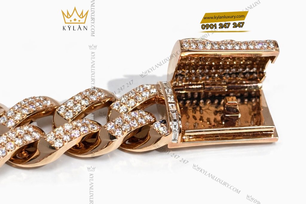 Kỳ Lân Luxury Lac tay CN vang hong Au750 dinh kim cuong 6 Lắc tay CN vàng hồng Au750 đính kim cương