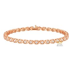 Lắc tay vàng hồng Au750 đính kim cương