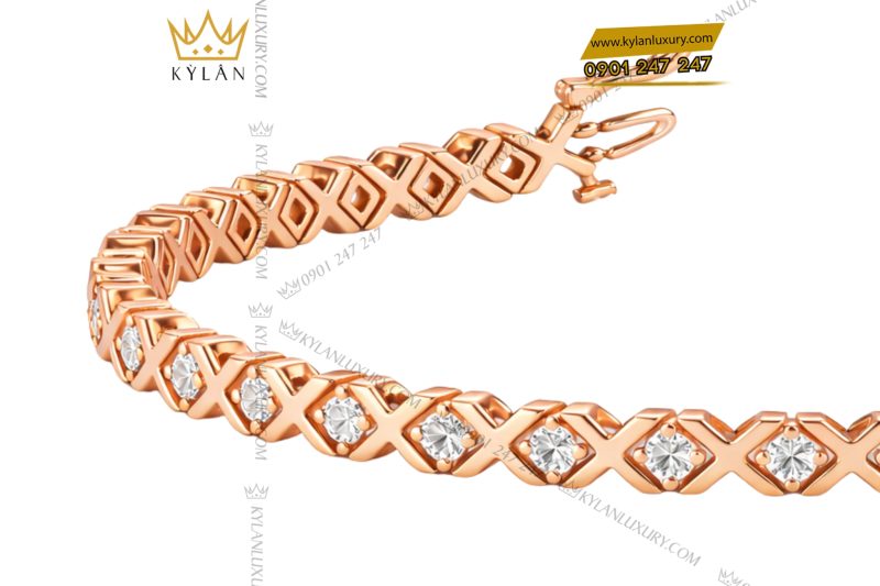 Lắc tay vàng hồng Au750 đính kim cương