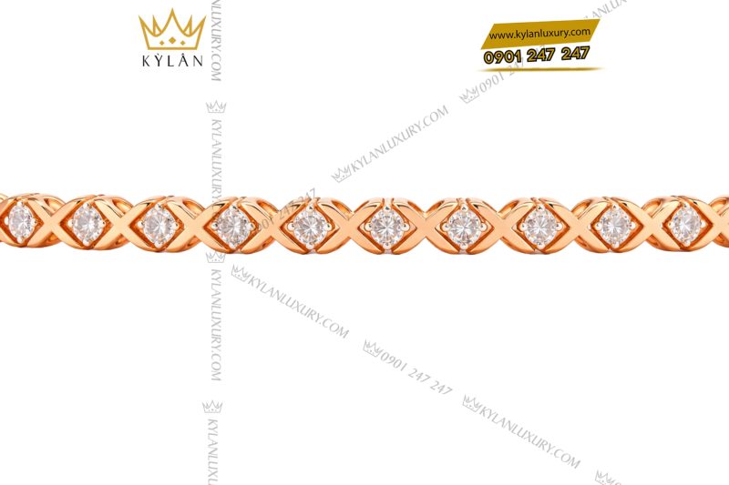 Lắc tay vàng hồng Au750 đính kim cương