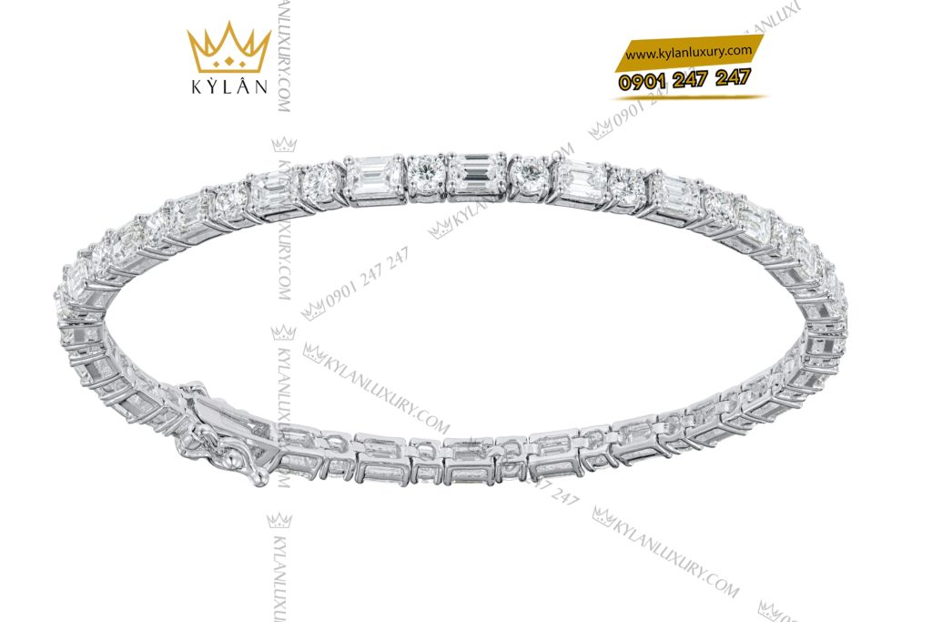 Kỳ Lân Luxury Lac tay vang trang Au750 dinh kim cuong 5 Lắc tay vàng trắng Au750 đính kim cương