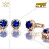 Mặt dây chuyền vàng hồng Au750 đính kim cương và đá sapphire xanh