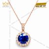 Mặt dây chuyền vàng hồng Au750 đính kim cương và đá sapphire xanh