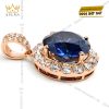 Mặt dây chuyền vàng hồng Au750 đính kim cương và đá sapphire xanh