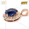 Mặt dây chuyền vàng hồng Au750 đính kim cương và đá sapphire xanh