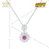 Mặt dây chuyền vàng trắng Au750 đính kim cương và sapphire hồng