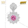 Mặt dây chuyền vàng trắng Au750 đính kim cương và sapphire hồng