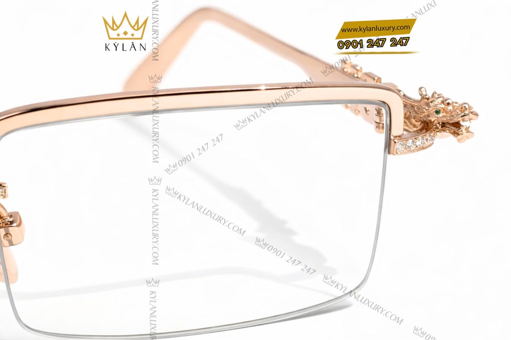 Kỳ Lân Luxury Mat kinh LDH vang hong Au750 dinh kim cuong va logo vang 3 Mắt kính LDH vàng hồng Au750 đính kim cương và logo vàng