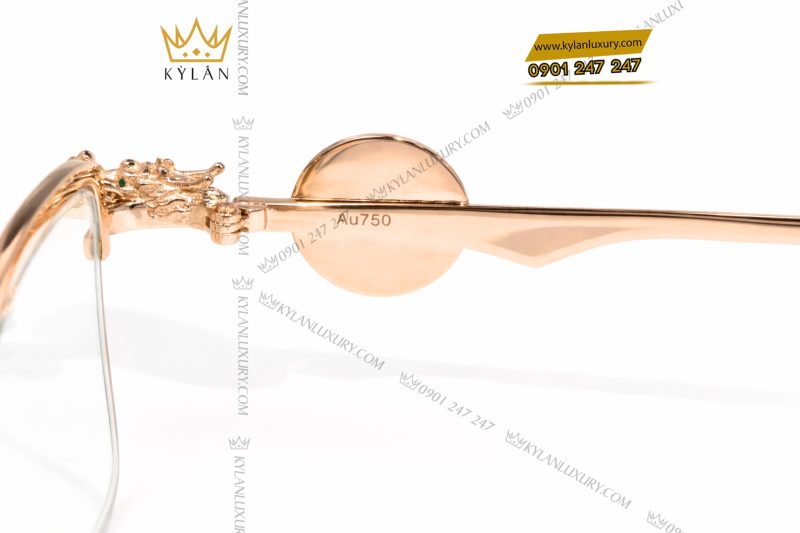 Mắt kính LDH vàng hồng Au750 đính kim cương và logo vàng