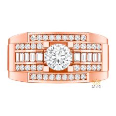 Nhẫn nam vàng hồng Au750 đính kim cương