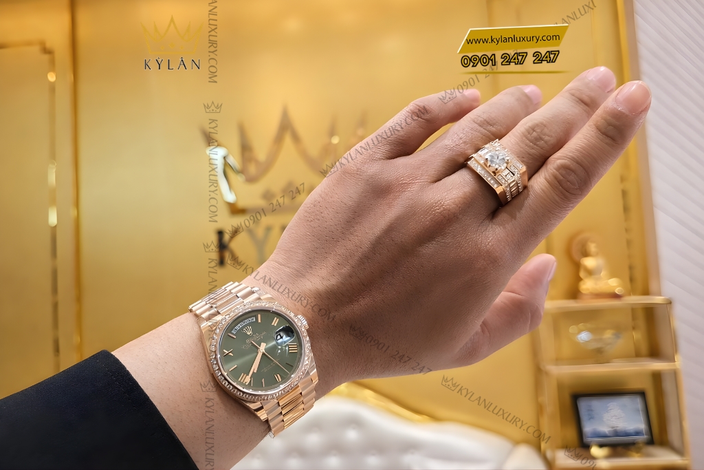 Kỳ Lân Luxury Nhan nam vang hong Au750 dinh kim cuong 11 1 Nhẫn nam vàng hồng Au750 đính kim cương