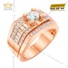 Nhẫn nam vàng hồng Au750 đính kim cương