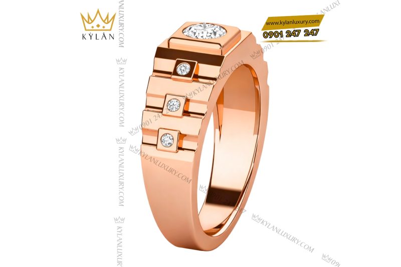 Nhẫn nam vàng hồng Au750 đính kim cương