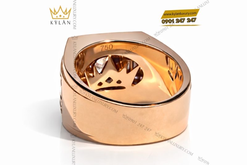 Nhẫn nam vàng hồng Au750 đính kim cương