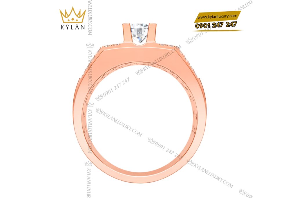 Nhẫn nam vàng hồng Au750 đính kim cương