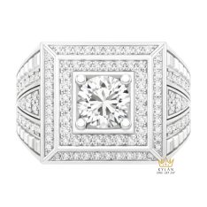 Nhẫn nam vàng trắng Au750 đính kim cương