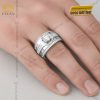 Nhẫn nam vàng trắng Au750 đính kim cương