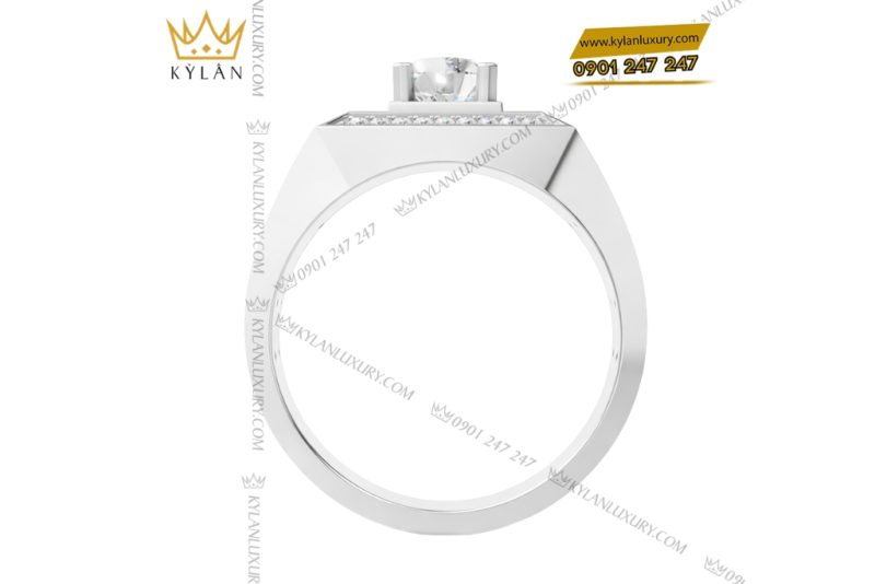 Nhẫn nam vàng trắng Au750 đính kim cương