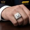 Nhẫn nam vàng trắng Au750 đính kim cương