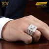 Nhẫn nam vàng trắng Au750 đính kim cương
