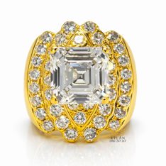 Nhẫn nam vàng vàng Au750 đính viên chủ kim cương vuông 12ly
