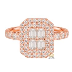 Nhẫn nữ vàng hồng Au750 đính kim cương