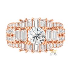 Nhẫn nữ vàng hồng Au750 đính kim cương