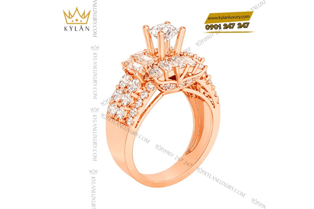 Nhẫn nữ vàng hồng Au750 đính kim cương 9 Kỳ Lân Luxury Nhan nu vang hong Au750 dinh kim cuong 12 Nhẫn nữ vàng hồng Au750 đính kim cương