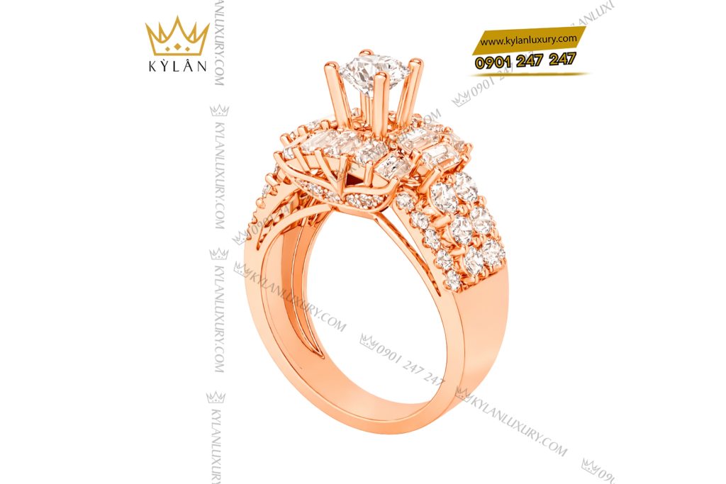 Nhẫn nữ vàng hồng Au750 đính kim cương 4 Nhẫn nữ vàng hồng Au750 đính kim cương