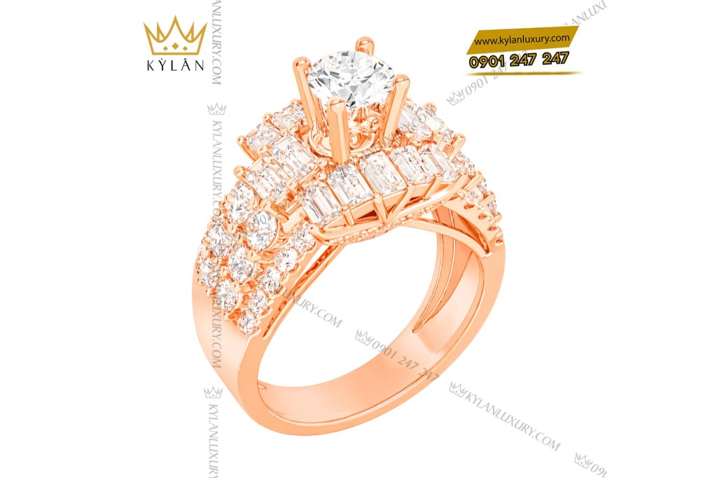 Nhẫn nữ vàng hồng Au750 đính kim cương 12 Kỳ Lân Luxury Nhan nu vang hong Au750 dinh kim cuong 16 Nhẫn nữ vàng hồng Au750 đính kim cương