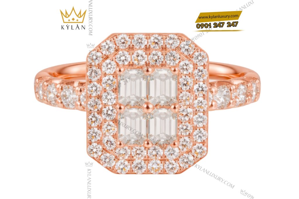 Nhẫn nữ vàng hồng Au750 đính kim cương 8 Kỳ Lân Luxury Nhan nu vang hong Au750 dinh kim cuong 2 Nhẫn nữ vàng hồng Au750 đính kim cương