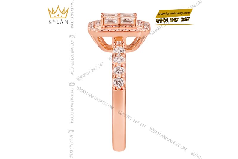 Nhẫn nữ vàng hồng Au750 đính kim cương