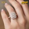Nhẫn nữ vàng hồng Au750 đính kim cương