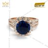 Nhẫn nữ vàng hồng Au750 đính kim cương và đá sapphire xanh