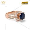 Nhẫn nữ vàng hồng Au750 đính kim cương và đá sapphire xanh
