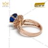 Nhẫn nữ vàng hồng Au750 đính kim cương và đá sapphire xanh