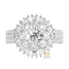 Nhẫn nữ vàng trắng Au750 đính kim cương