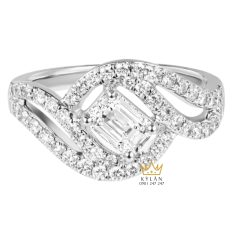 Nhẫn nữ vàng trắng Au750 đính kim cương