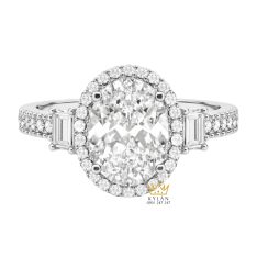 Nhẫn nữ vàng trắng Au750 đính kim cương